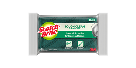 cleaning stained marble with Tough Clean Scrub Sponge
